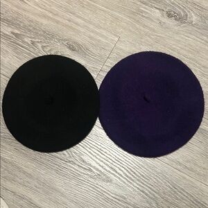 Elegant Toddler  Black and Purple Beret Set